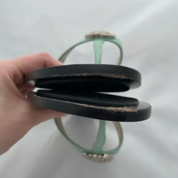 Gucci Marmont GG Thong Leather Water Green EU 37.5 US 7.5 Flip Flop Flat Sandals - Picture 10 of 16